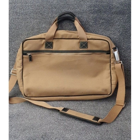 Hartmann Ziptop Briefcase Canvas and Leather HUDSON COLLECTION TAN AND BLACK - Picture 4 of 16